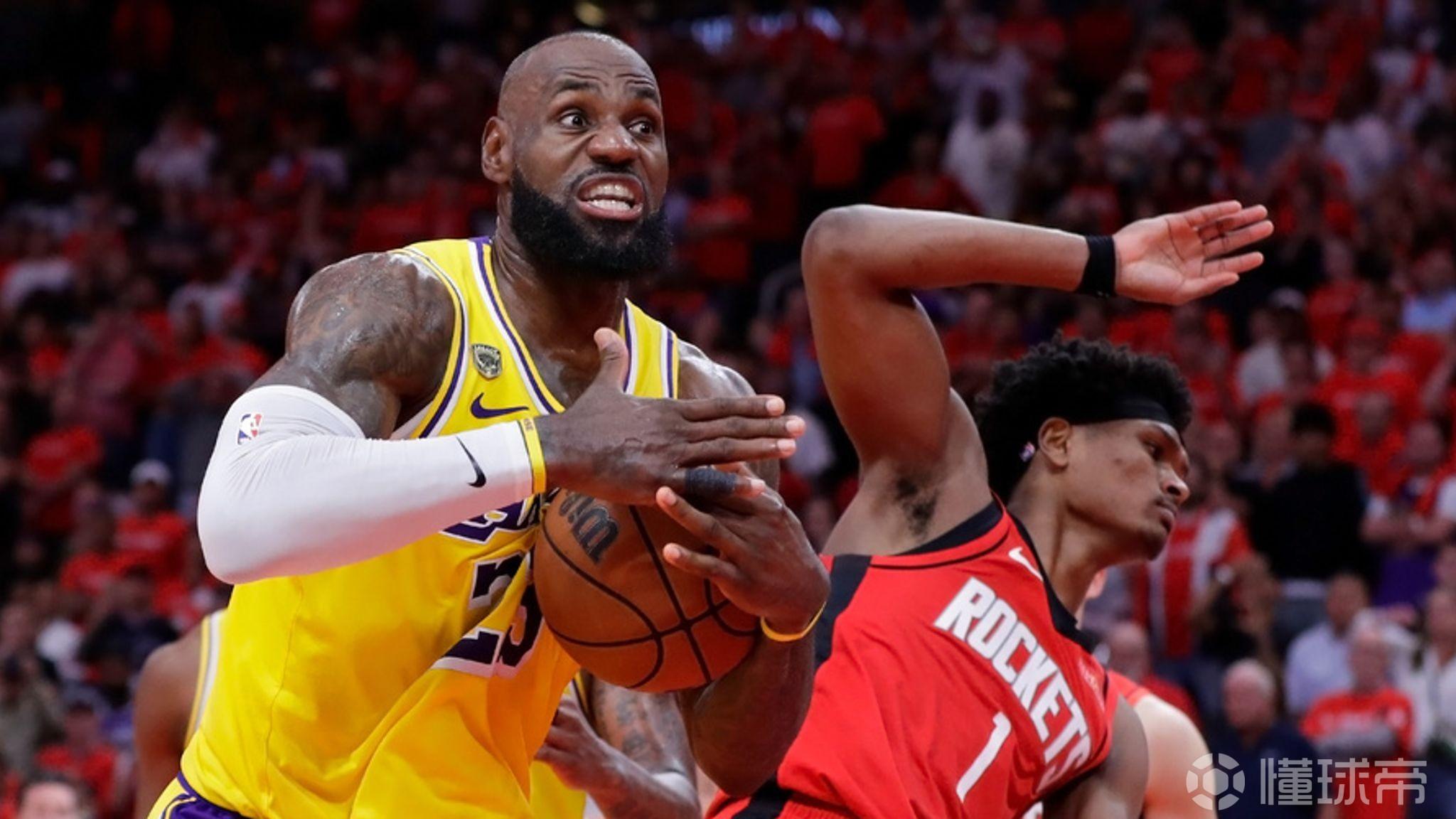 ESPN预测湖人火箭G5胜率：湖人50.5%，火箭49.5%